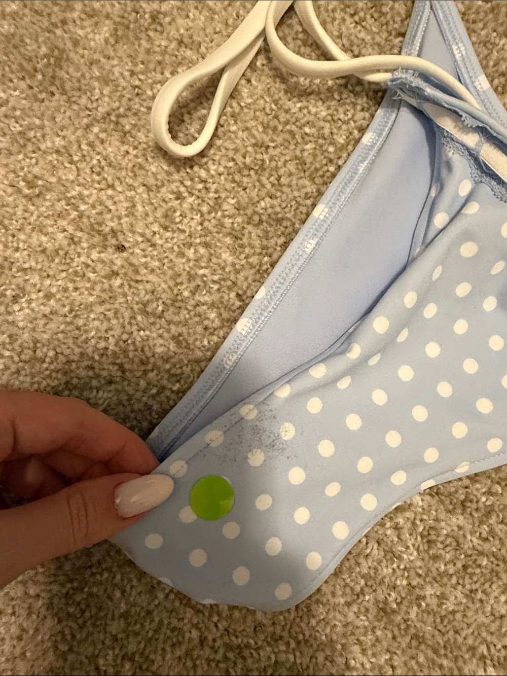 Light Blue Polka Dot String Bikini Bottom - Picture 5 of 5